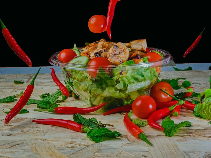 North African Grilled Chicken Salad — Lunch, 458 kcal, 38g protein